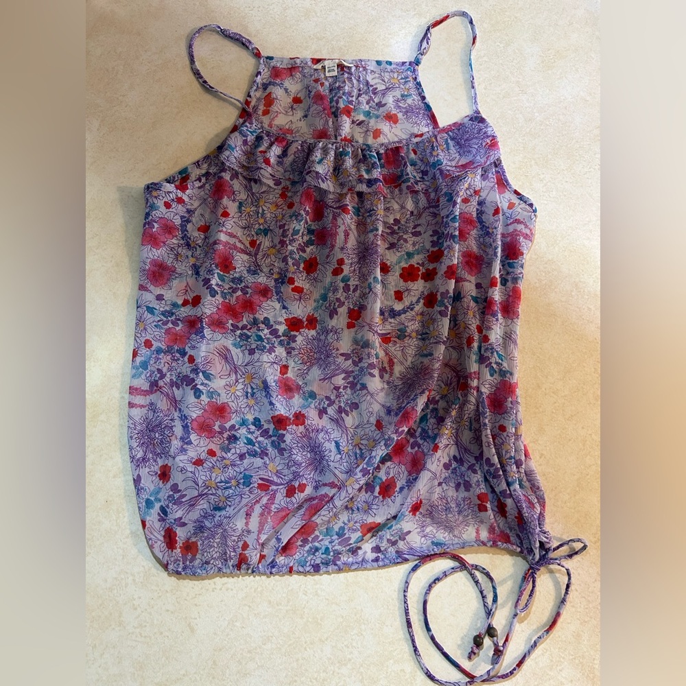 American Eagle Outfitters Red and Purple Ruched Camisole